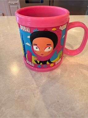 Kids Pink Dubai-Themed thick Plastic Mug